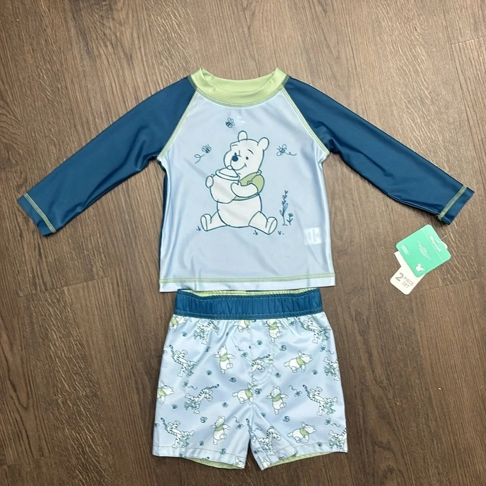 NWT Twin alert! 2xDisney Kids 18mo Winnie the Pooh Swim Rashguard Sets. 😍😍😍😍😍 - Picture 10 of 12